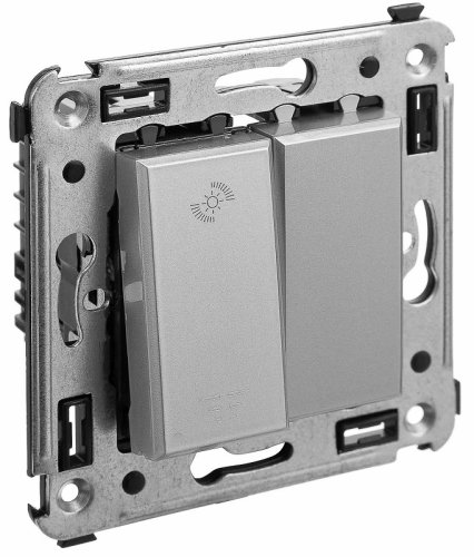 Светорегулятор кнопочный без рамки DKC Avanti 1-кл. 5–220Вт закаленная сталь картинка